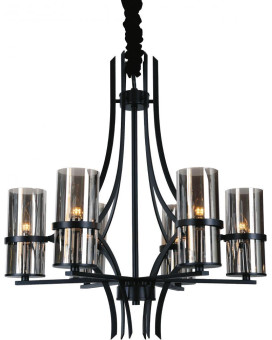 6 Light Up Chandelier With Black Finish