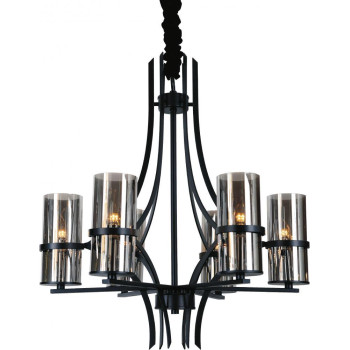 6 Light Up Chandelier With Black Finish