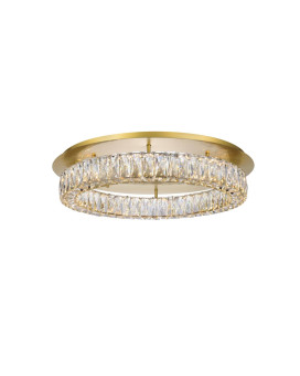 Monroe Led Light Gold Flush Mount Clear Royal Cut Crystal