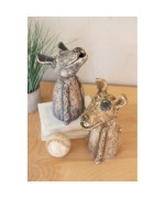 Set Of Two Clay Singing Dogs