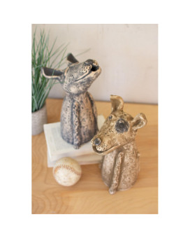 Set Of Two Clay Singing Dogs