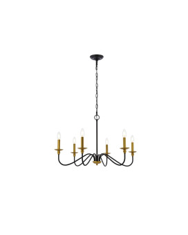 Rohan 30 Inch Chandelier In Matte Black And Brass