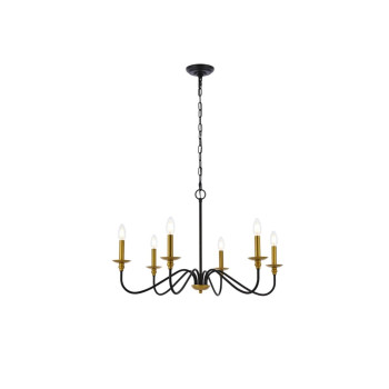 Rohan 30 Inch Chandelier In Matte Black And Brass