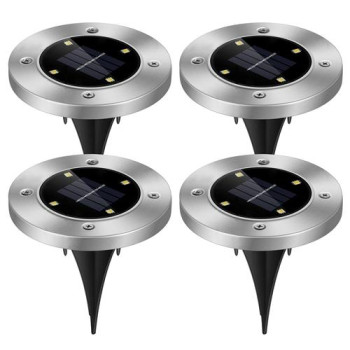 4Pcs Solar Ground Light Waterproof Buried Light Inground Path Deck Lawn Patio Light 4Led