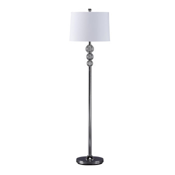 Tapered Drum Shade Metal Floor Lamp With Crystal Accent Silver And White