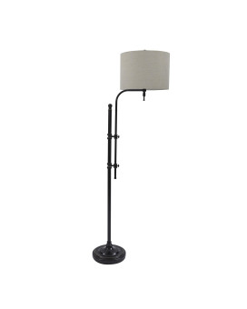 Contemporary Drum Shade Metal Frame Floor Lamp Black And Light Gray