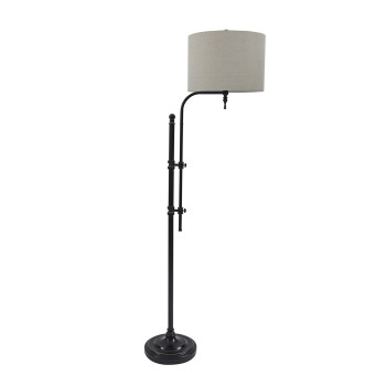 Contemporary Drum Shade Metal Frame Floor Lamp Black And Light Gray