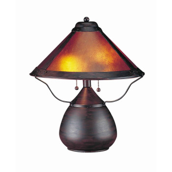 Benjara Bm223691 Pot Bellied Metal Body Table Lamp With Conical Mica Shade Bronze