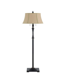 Benjara Bm223603 Metal Body Floor Lamp With Fabric Tapered Bell Shade44 Black Beige