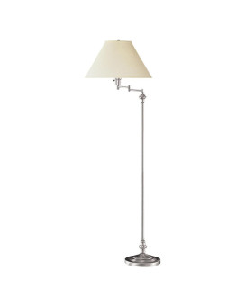 Benjara Bm220860 150W Metal Floor Lamp With Swing Arm Fabric Conical Shade44 Silver