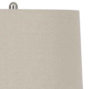 Textured Ceramic Frame Table Lamp With Fabric Shade Beige And White