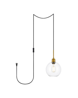 Emett 1 Light Brass And Clear Glass Plug In Pendant