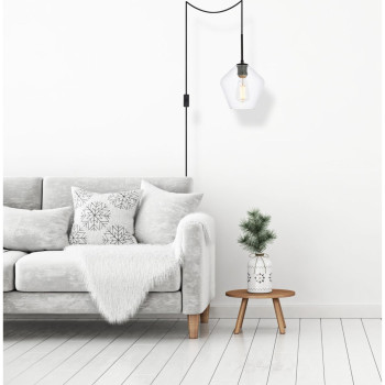 Gene 1 Light Black And Clear Glass Plugin Pendant