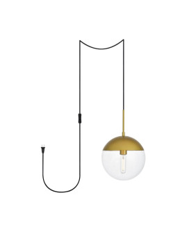 Eclipse 1 Light Brass Plug In Pendant With Clear Glass