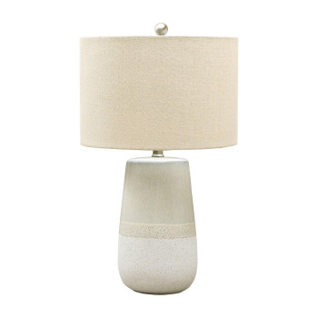 Speckled Ceramic Base Table Lamp With Drum Shade Beige