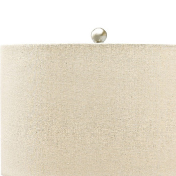 Speckled Ceramic Base Table Lamp With Drum Shade Beige