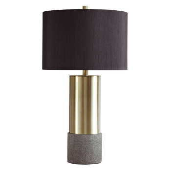 Faux Concrete And Metal Base Table Lamp Set Of 2 Brass And Gray