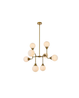 Hanson 8 Lights Pendant In Brass With Frosted Shade