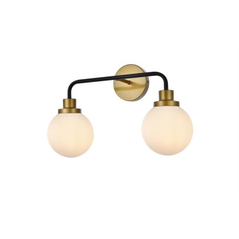 Hanson 2 Lights Bath Sconce In Black With Brass With Frosted Shade