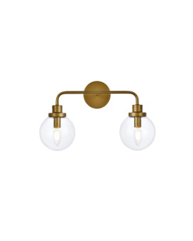 Hanson 2 Lights Bath Sconce In Brass With Clear Shade