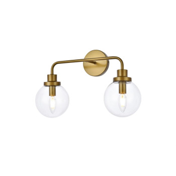 Hanson 2 Lights Bath Sconce In Brass With Clear Shade