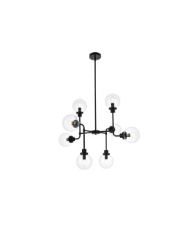 Hanson 8 Lights Pendant In Black With Clear Shade