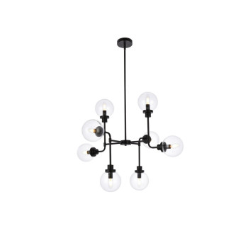 Hanson 8 Lights Pendant In Black With Clear Shade