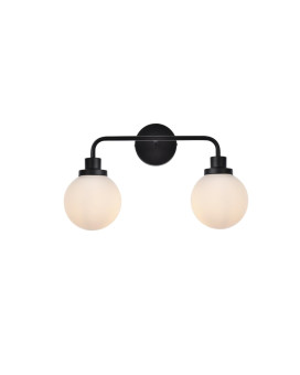 Hanson 2 Lights Bath Sconce In Black With Frosted Shade