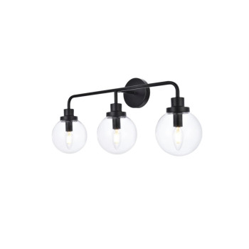 Hanson 3 Lights Bath Sconce In Black With Clear Shade