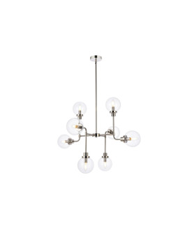 Hanson 8 Lights Pendant In Polished Nickel With Clear Shade