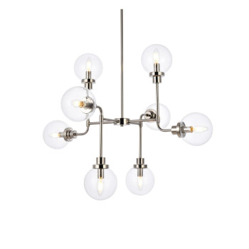 Hanson 8 Lights Pendant In Polished Nickel With Clear Shade