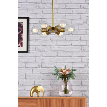 Reyes 6 Lights Brass Pendant