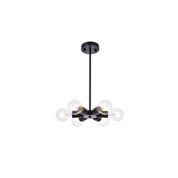 Reyes 6 Lights Black Pendant