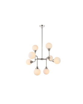 Hanson 8 Lights Pendant In Polished Nickel With Frosted Shade