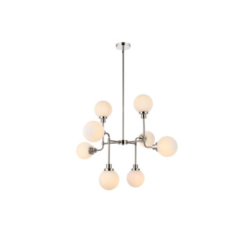 Hanson 8 Lights Pendant In Polished Nickel With Frosted Shade