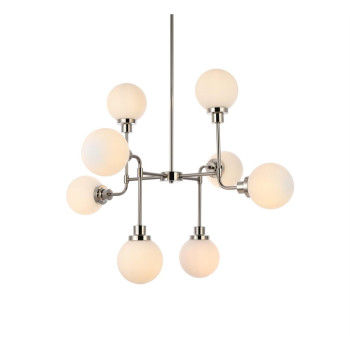 Hanson 8 Lights Pendant In Polished Nickel With Frosted Shade