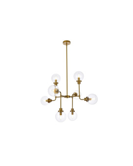 Hanson 8 Lights Pendant In Brass With Clear Shade