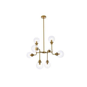 Hanson 8 Lights Pendant In Brass With Clear Shade