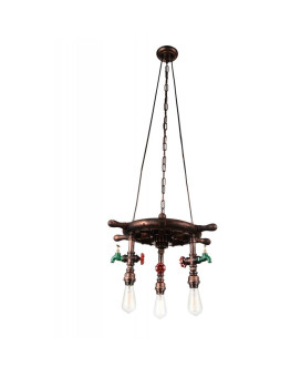 3 Light Down Chandelier With Speckled Copper Finish