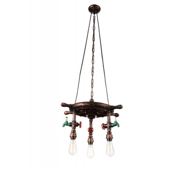 3 Light Down Chandelier With Speckled Copper Finish