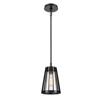 Open Louvers 675 Wide 1Light Mini Pendant Matte Black