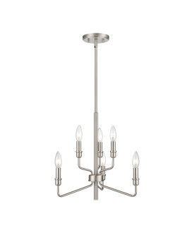 Saginaw 18 Wide 6Light Chandelier Satin Nickel