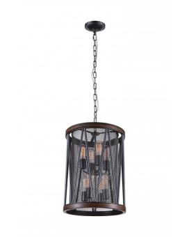 8 Light Drum Shade Chandelier With Pewter Finish