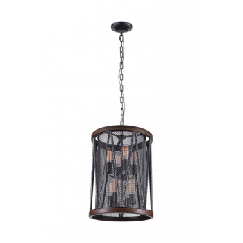 8 Light Drum Shade Chandelier With Pewter Finish