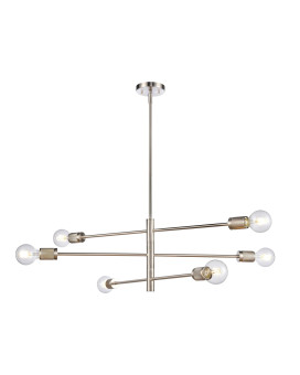 Module 34 Wide 6Light Chandelier Satin Nickel