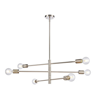 Module 34 Wide 6Light Chandelier Satin Nickel