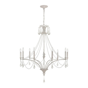 French Parlor 38 Wide 9Light Chandelier Vintage White