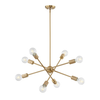 Module 22 Wide 8Light Chandelier Burnished Brass