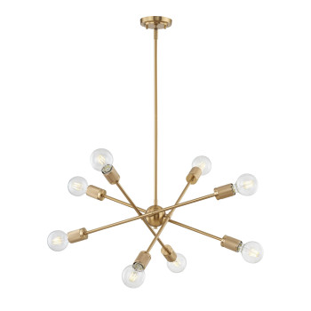 Module 22 Wide 8Light Chandelier Burnished Brass