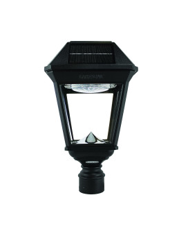 Gama Sonic Imperial Iii Solar Post Light Black Aluminum And Glass Outdoor Lamp 300 Lumen Dual Color Temperature 3Inch Fitte